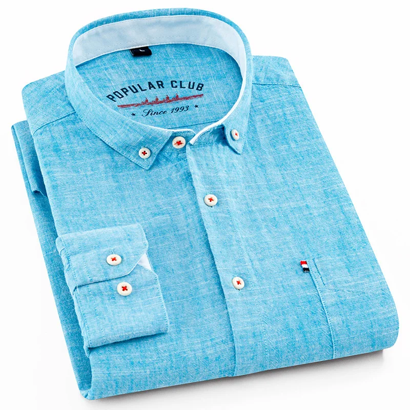 80% Cotton 20% Linen Áo Sơ Mi Quần Dài Áo Sơ Mi Nam Quần Áo Nguyên Chất Màu Áo Gai Dầu Áo Sơ Mi Camisa Masculina Nam ĐầM Áo Sơ Mi