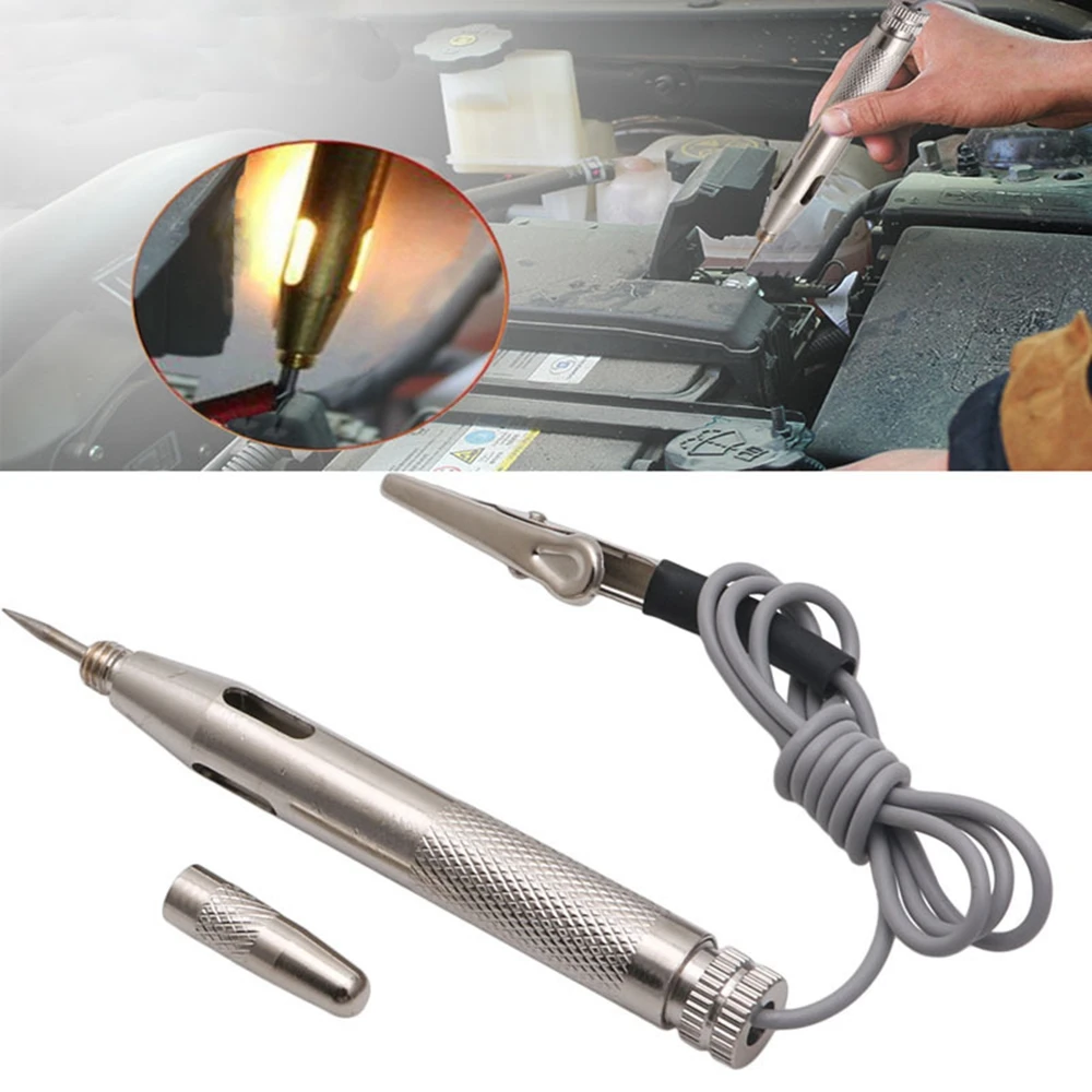 Probador de voltaje de circuito de motocicleta y coche, pluma de prueba de fusibles, Detector de circuito automotriz, Cable y Clip, CC de 6V, 12V y 24V