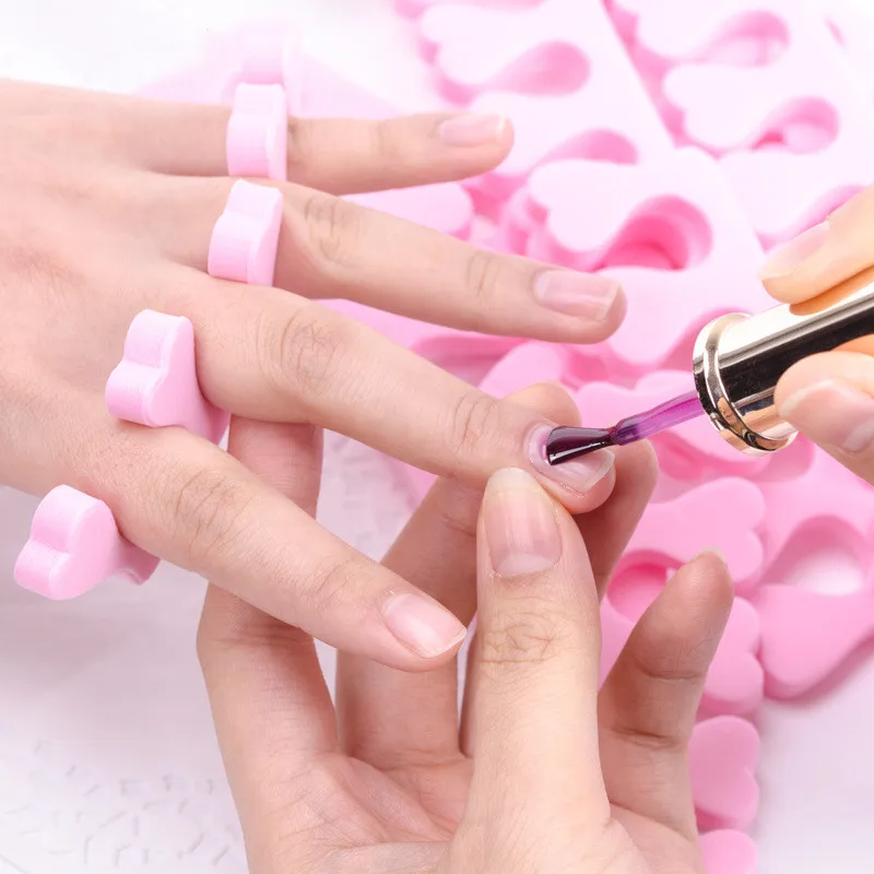 สีชมพูอ่อน 100pcs Finger Toe Separators ทําเล็บมือเล็บเท้าเท้าฟองน้ําบีบอัดเล็บเครื่องมือเหมาะสําหรับผู้ชายและผู้หญิง