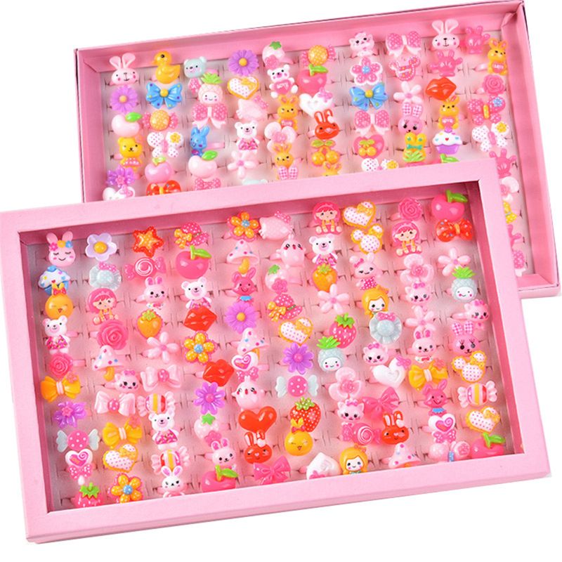 10ชิ้น/ล็อตเด็กแหวนการ์ตูน Candy ดอกไม้โบว์รูปร่างแหวนชุด Mix Finger แหวนเครื่องประดับเด็กของเล่น