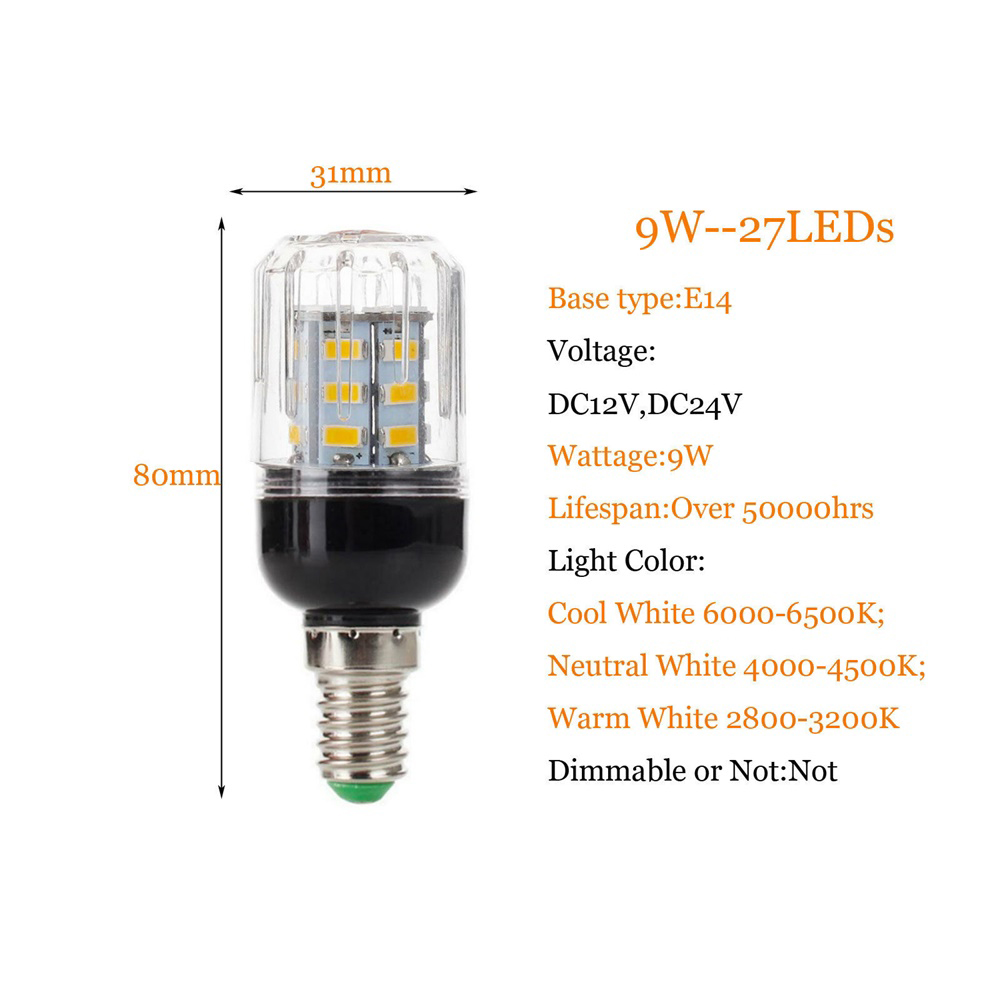 27LEDs E27 E26 E12 E14 LED Mais Glühbirnen DC 12V 24V 9W Super Helle Tisch schreibtisch Lampen Strahler für Home Innen Beleuchtung