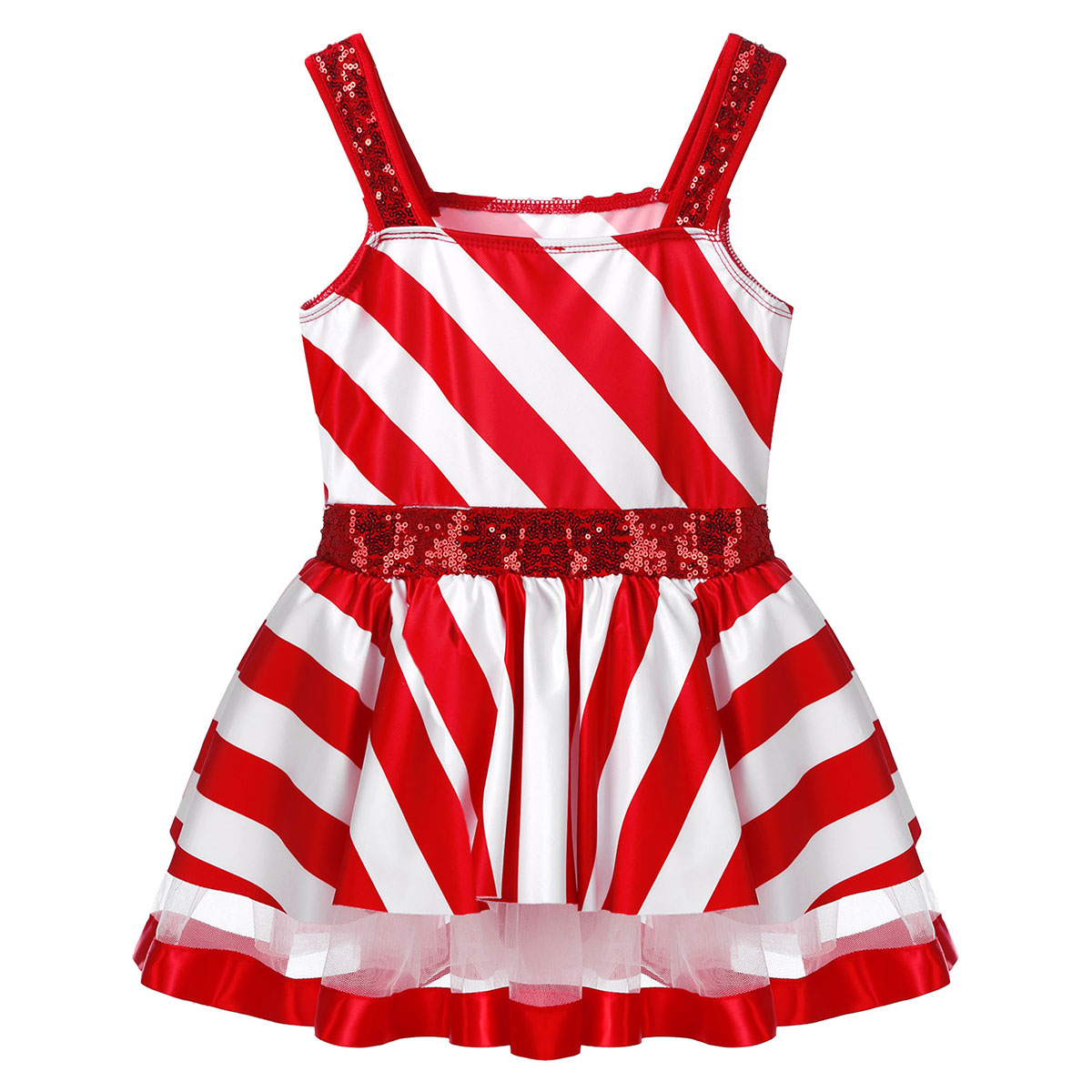 ชุดเต้นรำเด็กผู้หญิงลายแคนดี้อ้อยชุดซานตาคลอสชุดวัยรุ่นคริสต์มาสแวววาวปักเลื่อมเลื่อมชุดเล่นสเก็ตน้ำแข็งชุดกระโปรงตูตูตูชุดเต้นรำ leotard