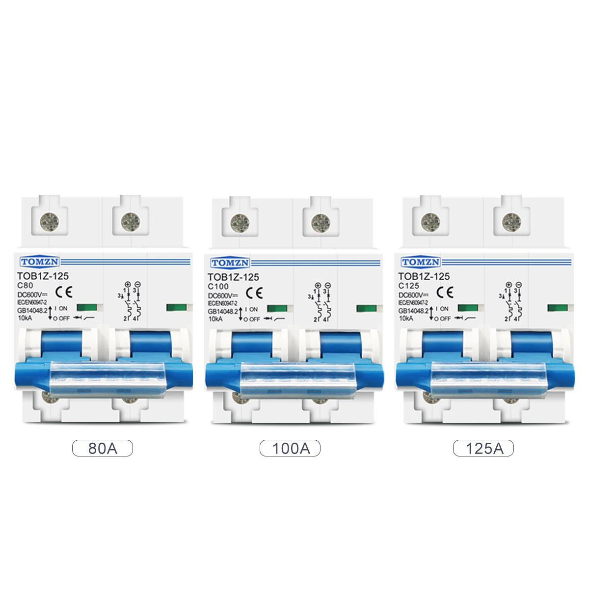 Interruttore automatico 2P DC MCB 600V 125A 100A 80A PER sistema fotovoltaico Curva C Interruttore principale batteria
