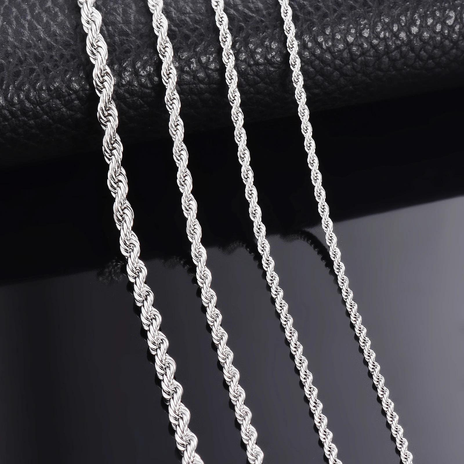 1 Màu Thép Rộng 2Mm/2.5Mm/3Mm/4Mm/5Mm/6Mm Chuỗi Dây Vòng Cổ/Vòng Tay Dành Cho Nam Nữ Thép Không Gỉ Dây Chuyền Vòng Cổ