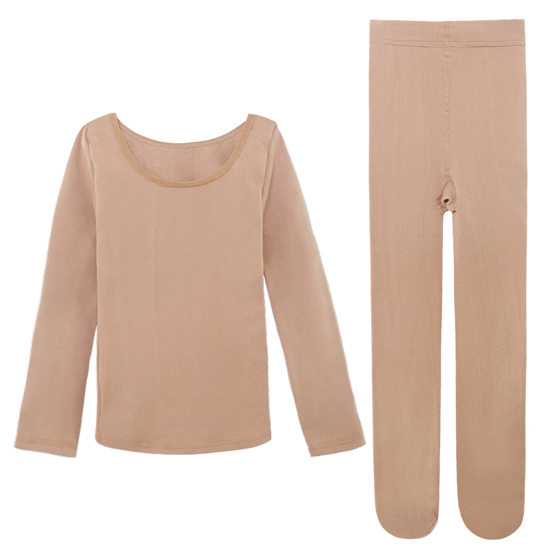 Ropa interior térmica para niñas, conjunto de ropa interior de Ballet elástica desnuda, medias de baile, leotardo para invierno