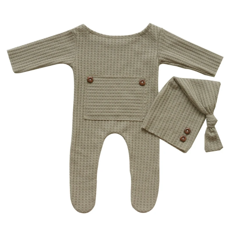 2 Chiếc Nón Cho Bé Bộ Bodysuit Sơ Sinh Đạo Cụ Chụp Ảnh Dệt Kim Đuôi Dài Nắp Liền Quần Bộ Trẻ Sơ Sinh Hình Ảnh Chụp