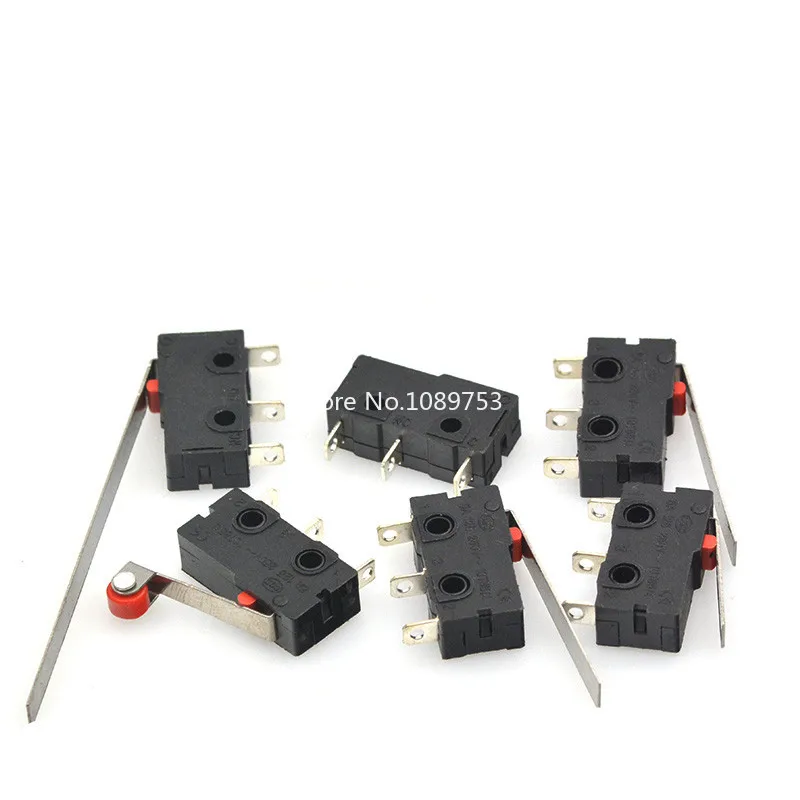 10 pçs micro interruptor 2/3pin no/nc mini interruptor de limite 5a 250vac KW11-3Z rolo arco alavanca snap ação push micro interruptores