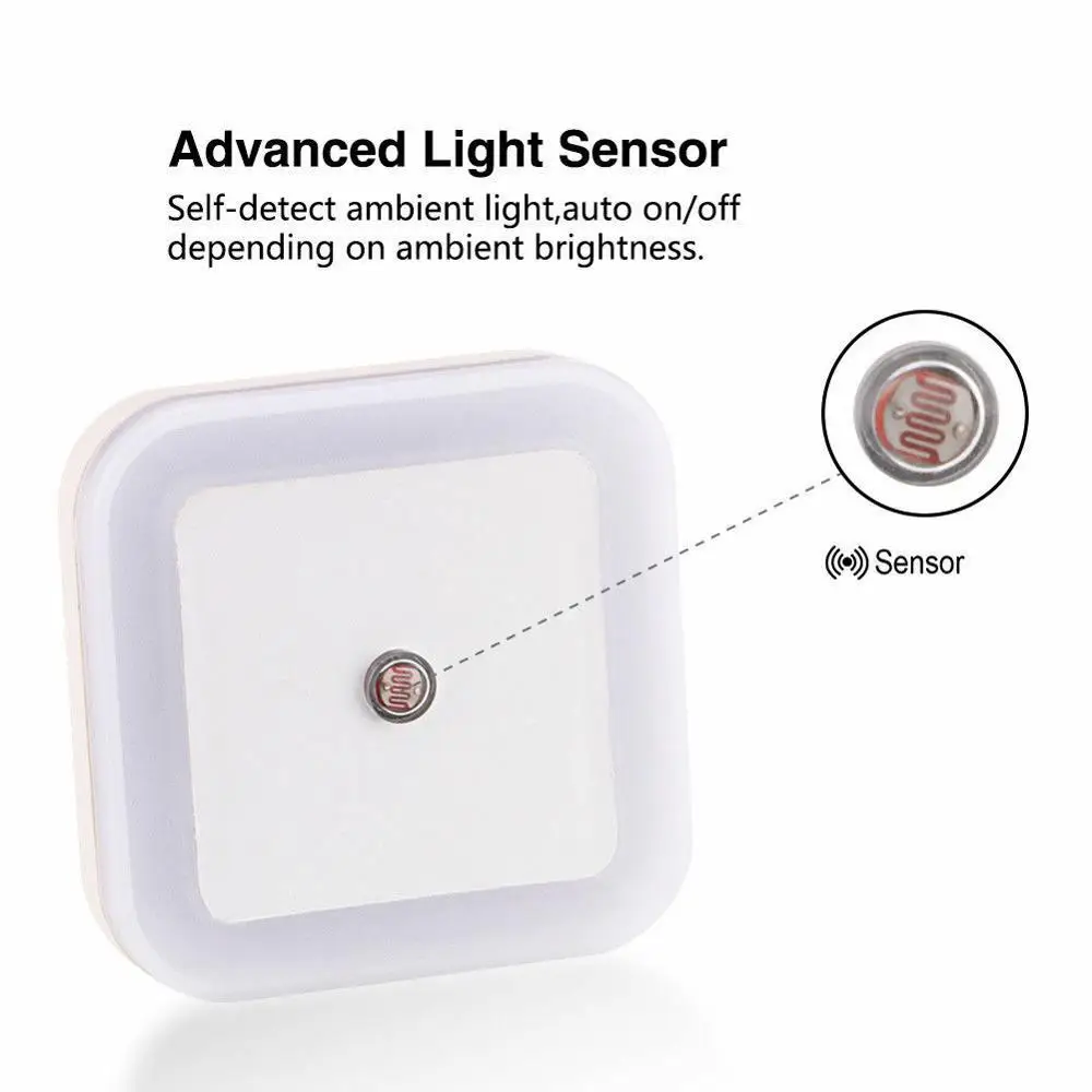 Mini luz LED nocturna enchufable de pared, lámpara de noche con Sensor automático para dormitorio, habitación de niños, pasillo, escaleras, UE/EE. UU., 110V, 220V