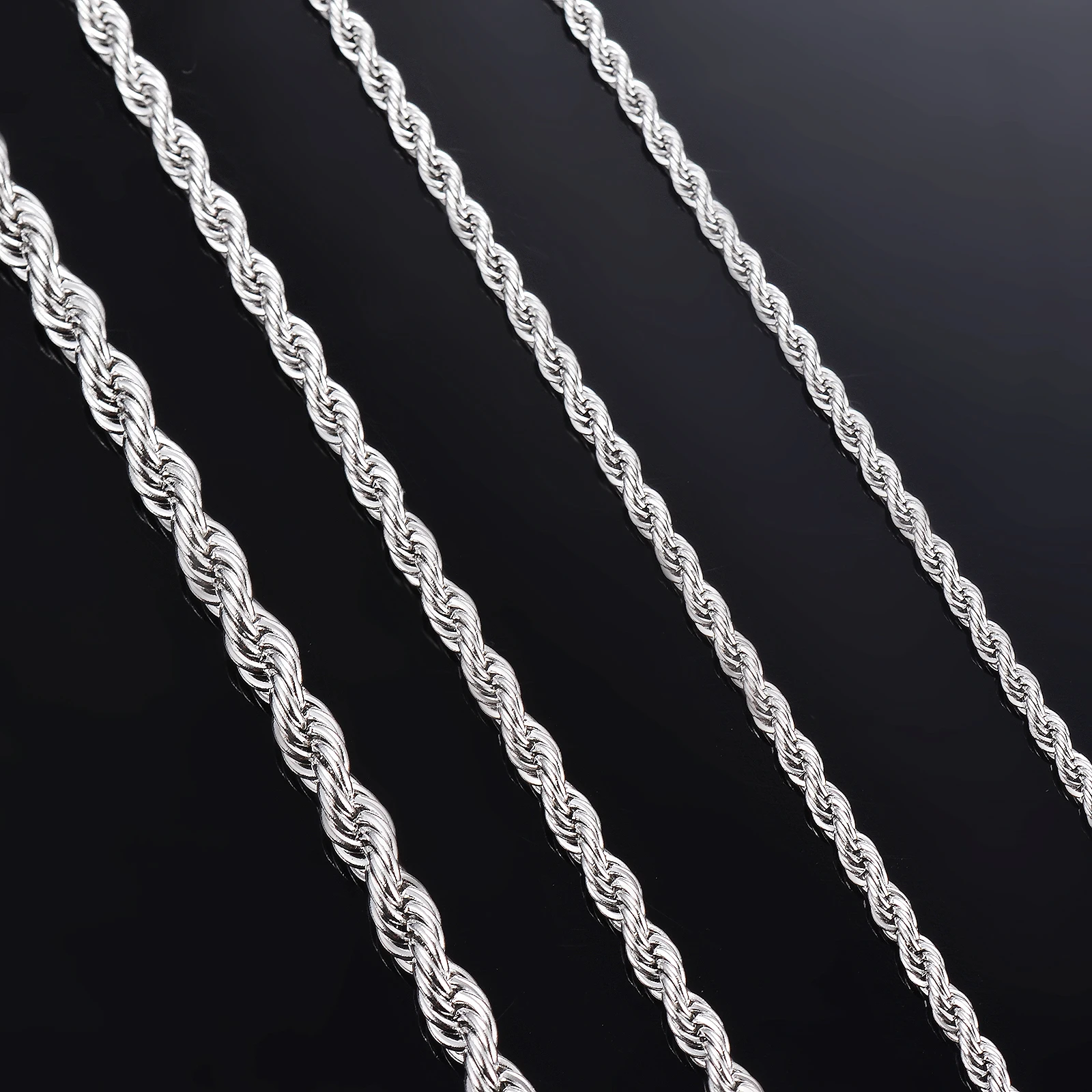 1 Màu Thép Rộng 2Mm/2.5Mm/3Mm/4Mm/5Mm/6Mm Chuỗi Dây Vòng Cổ/Vòng Tay Dành Cho Nam Nữ Thép Không Gỉ Dây Chuyền Vòng Cổ