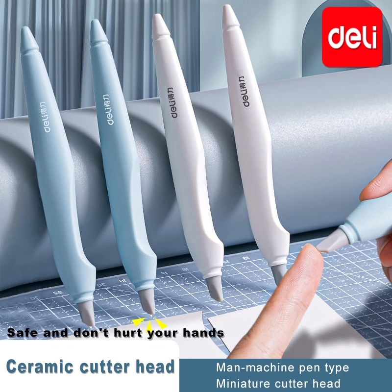 Deli Nghệ Thuật Dao Gốm Sứ Đồ Văn Phòng Phẩm Tiện Ích Cho DIY Chính Xác Khắc Micro Có Thể Thu Vào Lưỡi Dao Hộp Giấy Cắt Bút Dao