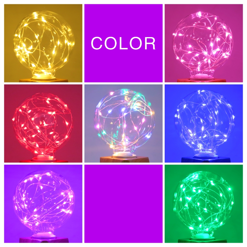 LED Edison String Nacht Glühbirne E27 110V 220V G95 Bunte Runde Globus Glas RGB Kupfer Draht Birne wohnkultur Urlaub Lampe