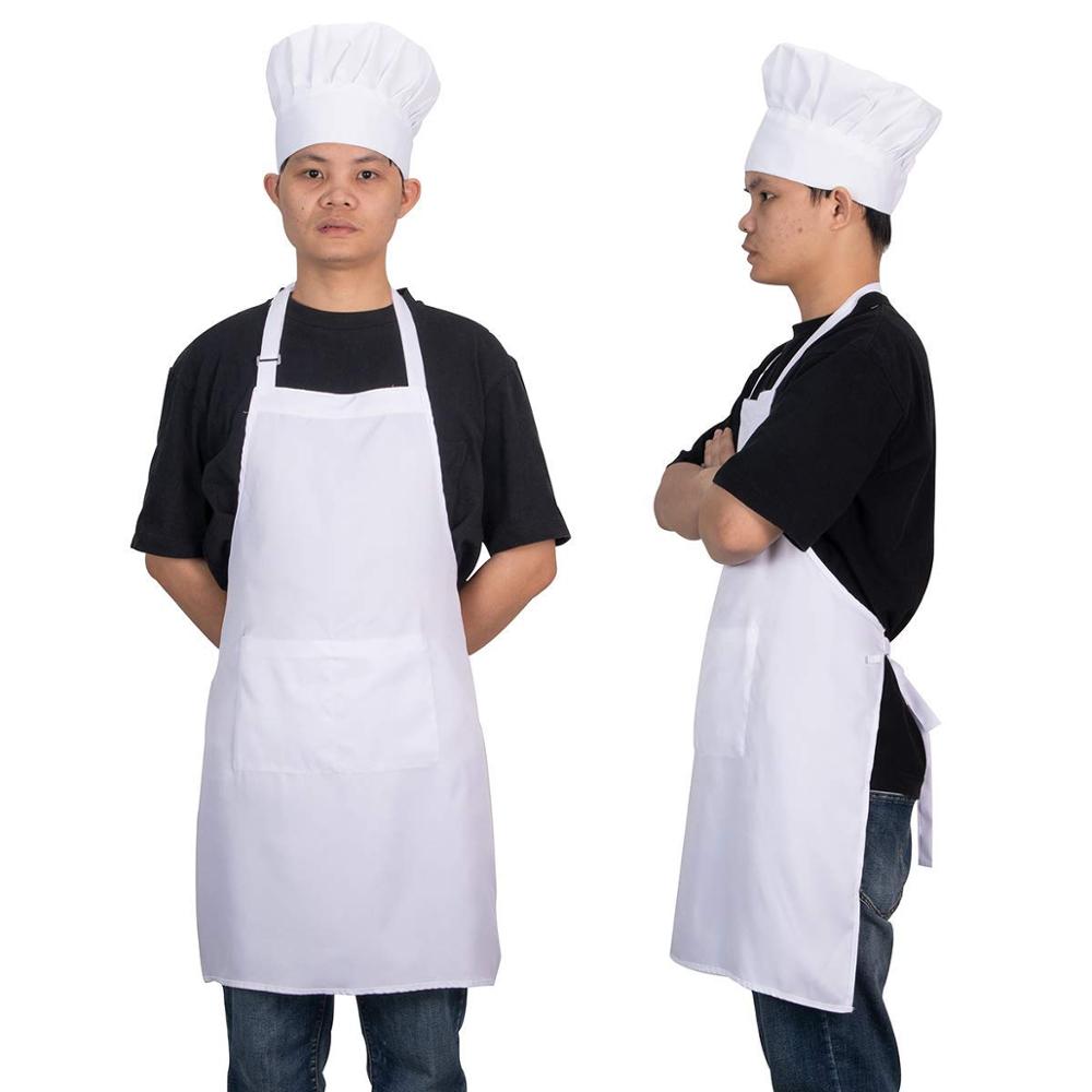 Apron Chef Hat Set Adjustable Half-length Adult Apron Striped Hotel Restaurant Chef Waiter Kitchen Cook Apron