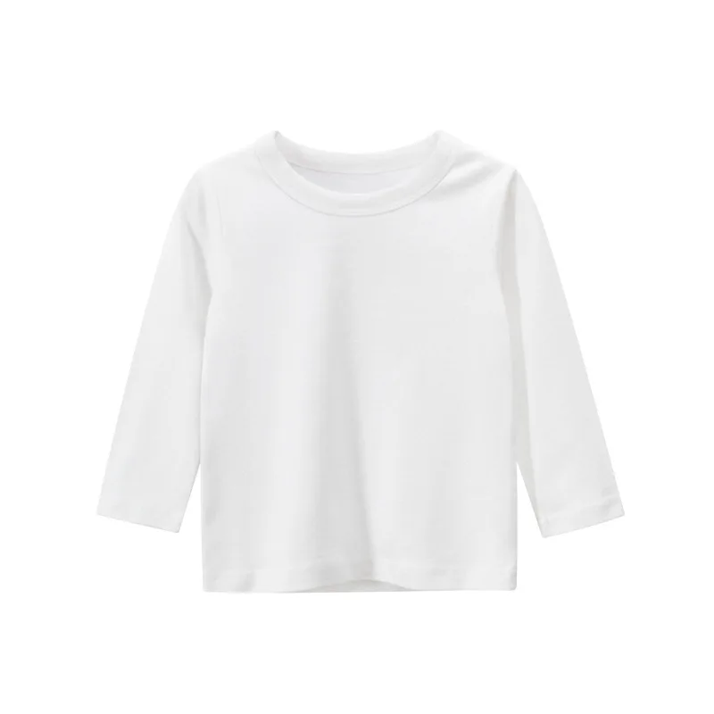 7 色子供の Tシャツ綿長袖無地ベースコートレジャーウェア男の子女の子トップス子供服