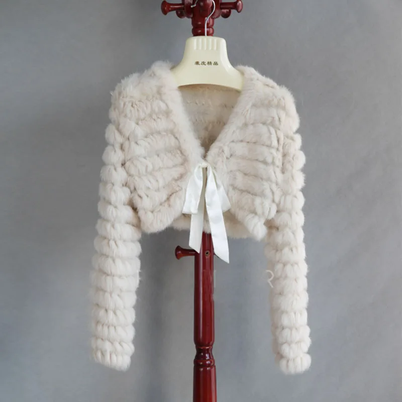 2023 Herbst echtes Kaninchen fell Strick mantel Langarm V-Ausschnitt Casuall Echtpelz Outwear offener Stich passende Kleider Herbst mantel