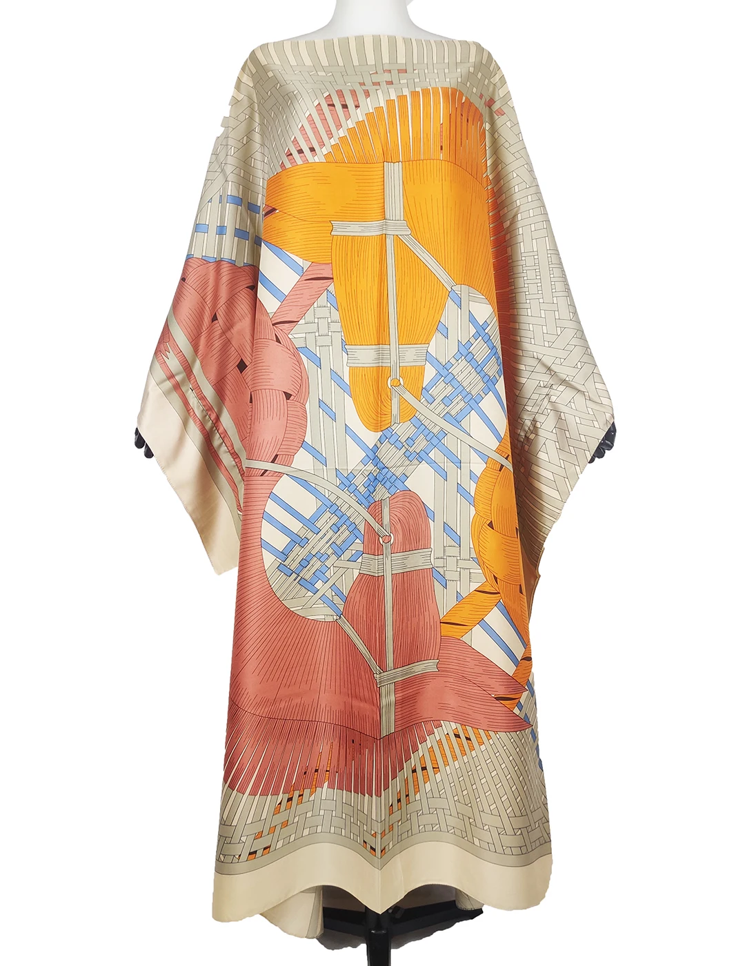 Vestidos africanos para mujer, Abaya Kaftan de seda de sarga musulmana tradicional de gran tamaño, ropa BouBou de playa con estampado bohemio de verano