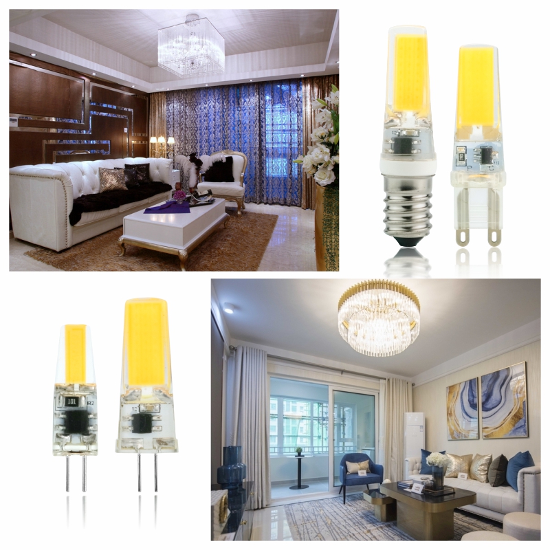 10 개/몫 LED G4 G9 E14 3W 6W 전구 AC/DC 12V 220V LED 램프 COB 스포트라이트 샹들리에 조명 교체 30W 60W 할로겐 램프