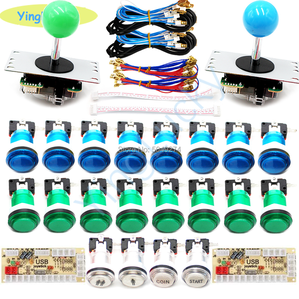 Bằng Không Chậm Trễ Arcade DIY Bộ Arcade Phần Lưng 2 * Sanwa Joystick 2*5V Led Nút Nhấn 2 * USB Với Máy Tính/Raspberry Pi Ban