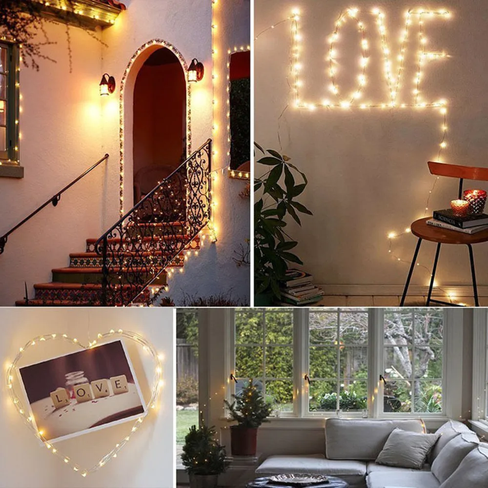12 Chiếc 2M Dây Đồng LED Dây Đèn Pin Ngày Lễ Chiếu Sáng Tiên Garland Cho Cây Giáng Sinh Tiệc Cưới trang Trí