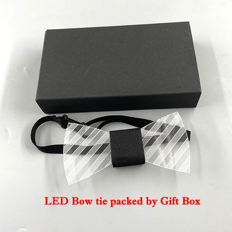 LED 아크릴 나비 넥타이 조명 LED 남자 나비 넥타이 빛나는 나비 넥타이 의상 남자 넥타이 DJ 댄스 글로우 장식 참신 선물 LED 넥타이