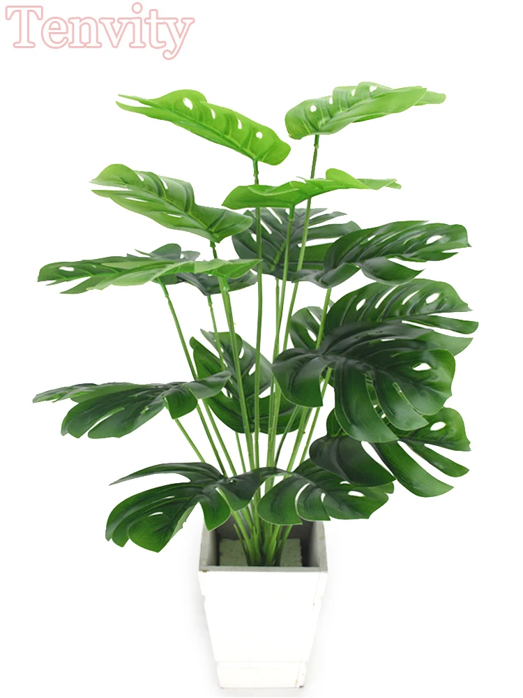Künstliche Pflanzen, grüne Palmblätter, Monstera, Hausgarten, Wohnzimmer, Schlafzimmer, Balkon, Dekoration, tropischer Kunststoff, gefälschte Pflanze, lang