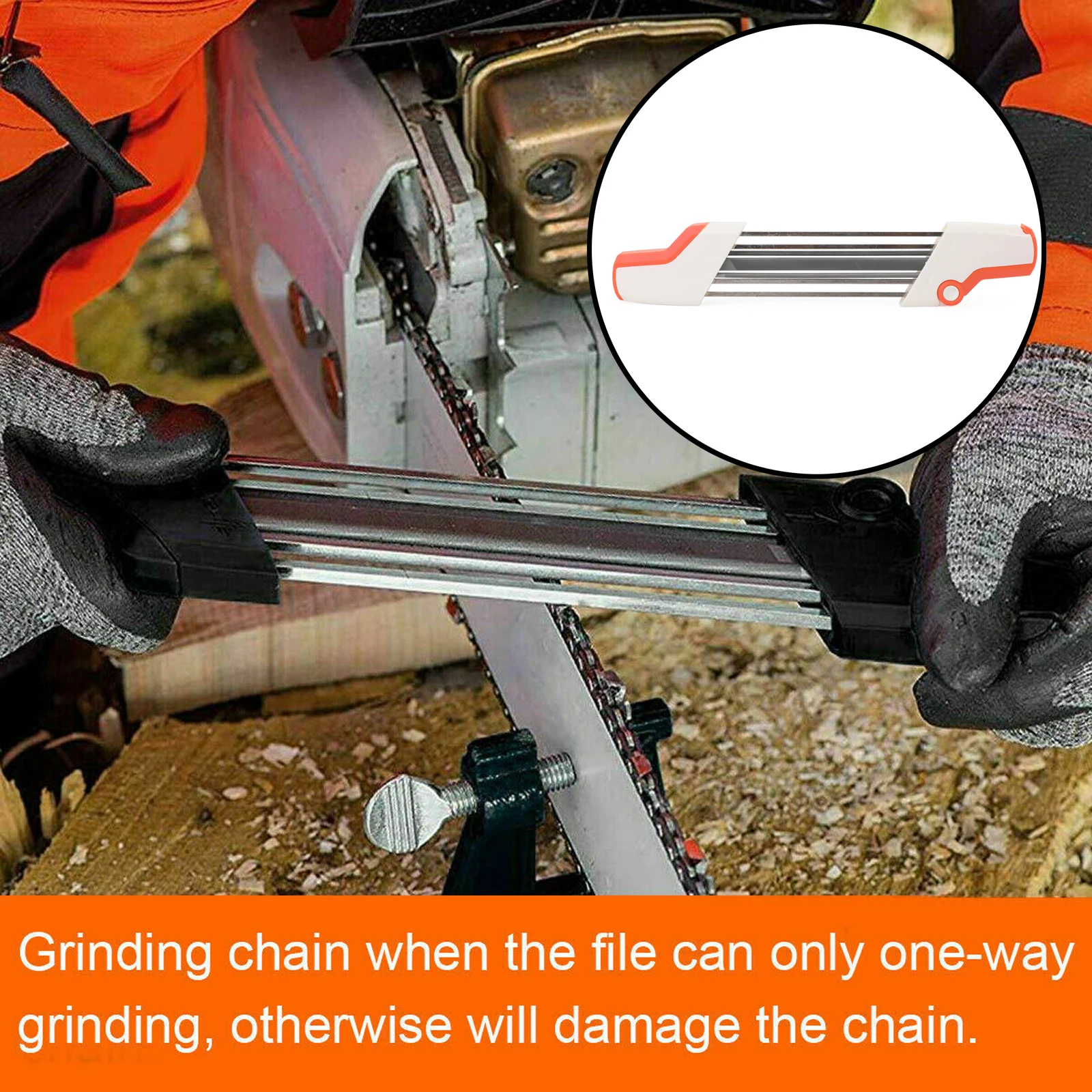 Areyourshop 4mm / 4.8mm / 5.2mm /5.5mm 2 IN 1 Easy Chainsaw File Chain Sharpener Whetstone Kits For Stihl