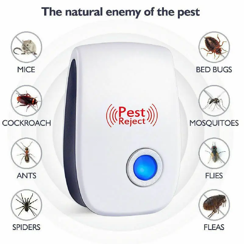 Repelente de plagas ultrasónico eléctrico, Control de roedores antimosquitos, insectos en interiores, cucarachas, Exterminador de insectos, enchufe de la UE/EE. UU./Reino Unido