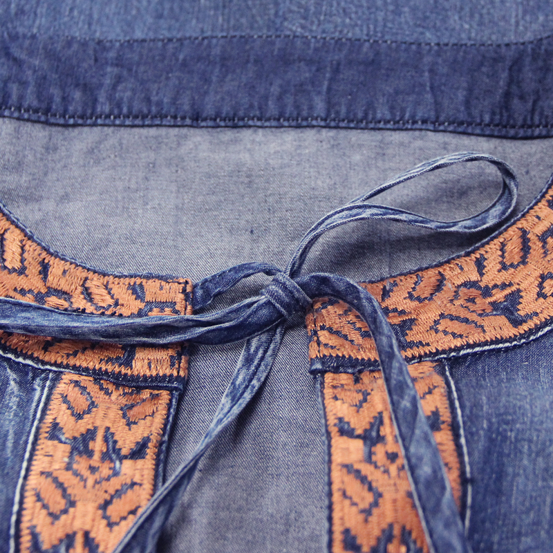 เสื้อผู้หญิง 2019 ฤดูใบไม้ร่วงใหม่ผ้าฝ้ายผู้หญิงเสื้อและเสื้อคอยาวโคมไฟแขนเสื้อเย็บปักถักร้อย Vintage เสื้อ B9283 Blusas