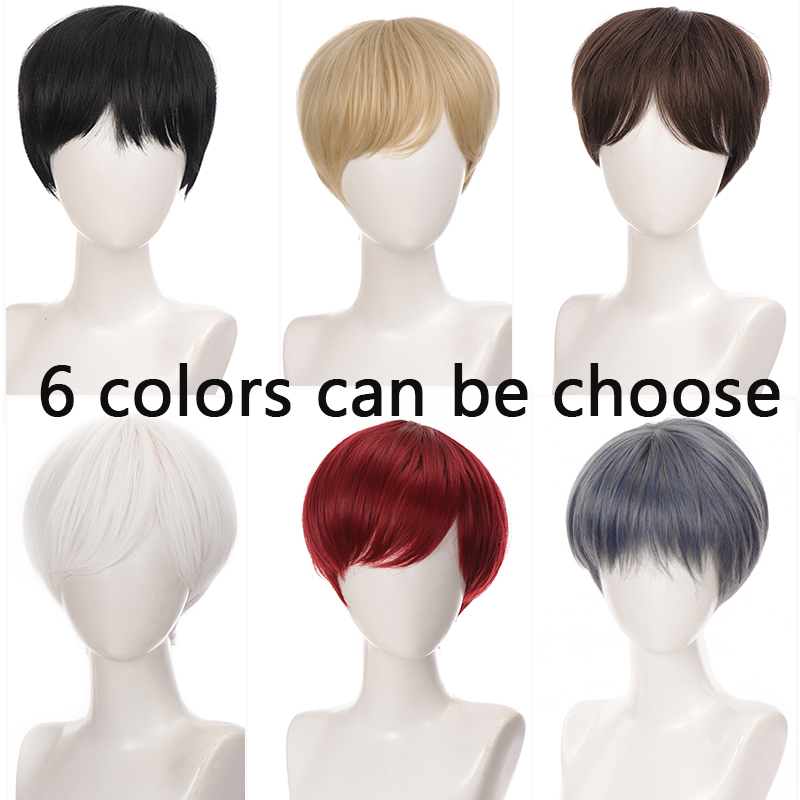 LUPU Kurze Kunsthaar-Perücken, schwarz, blond, hübscher Junge, Cosplay-Perücke, natürliches Kunsthaar, Hochtemperaturfaser