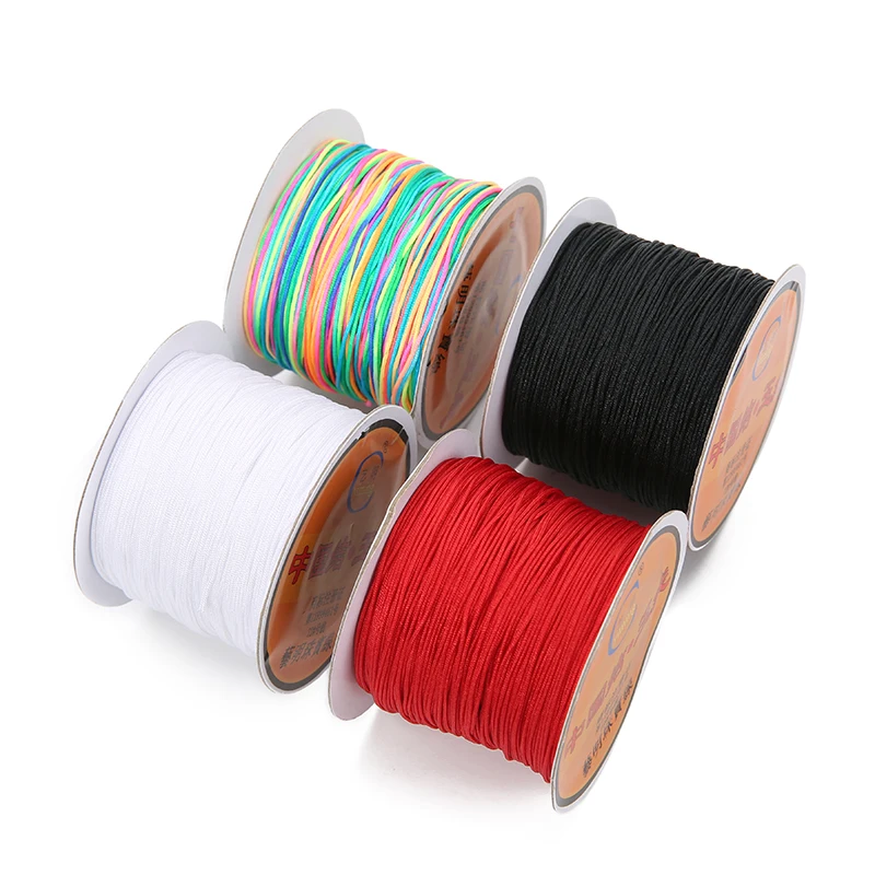 45 metros 0,4 0,6 0,8 1 1,5mm hilo de nailon para pulsera nudo chino Kumihimo macramé hilo trenzado cadena fabricación de joyas