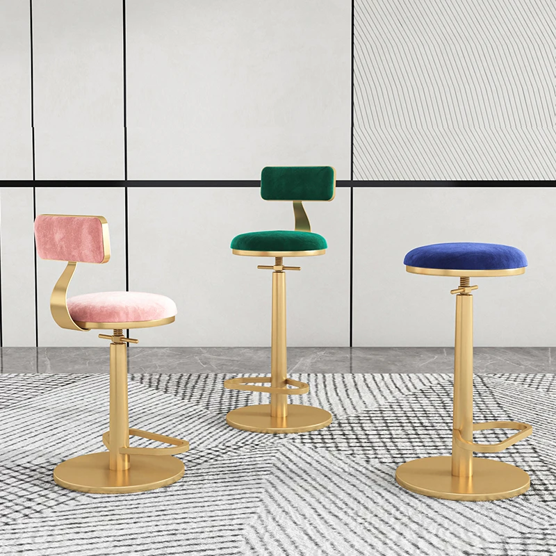 Móveis de bar banquetas de bar nordic elevador cadeiras altas lightluxury ferro rotação encosto cadeira de barra recepção balcão fezes móveis para casa