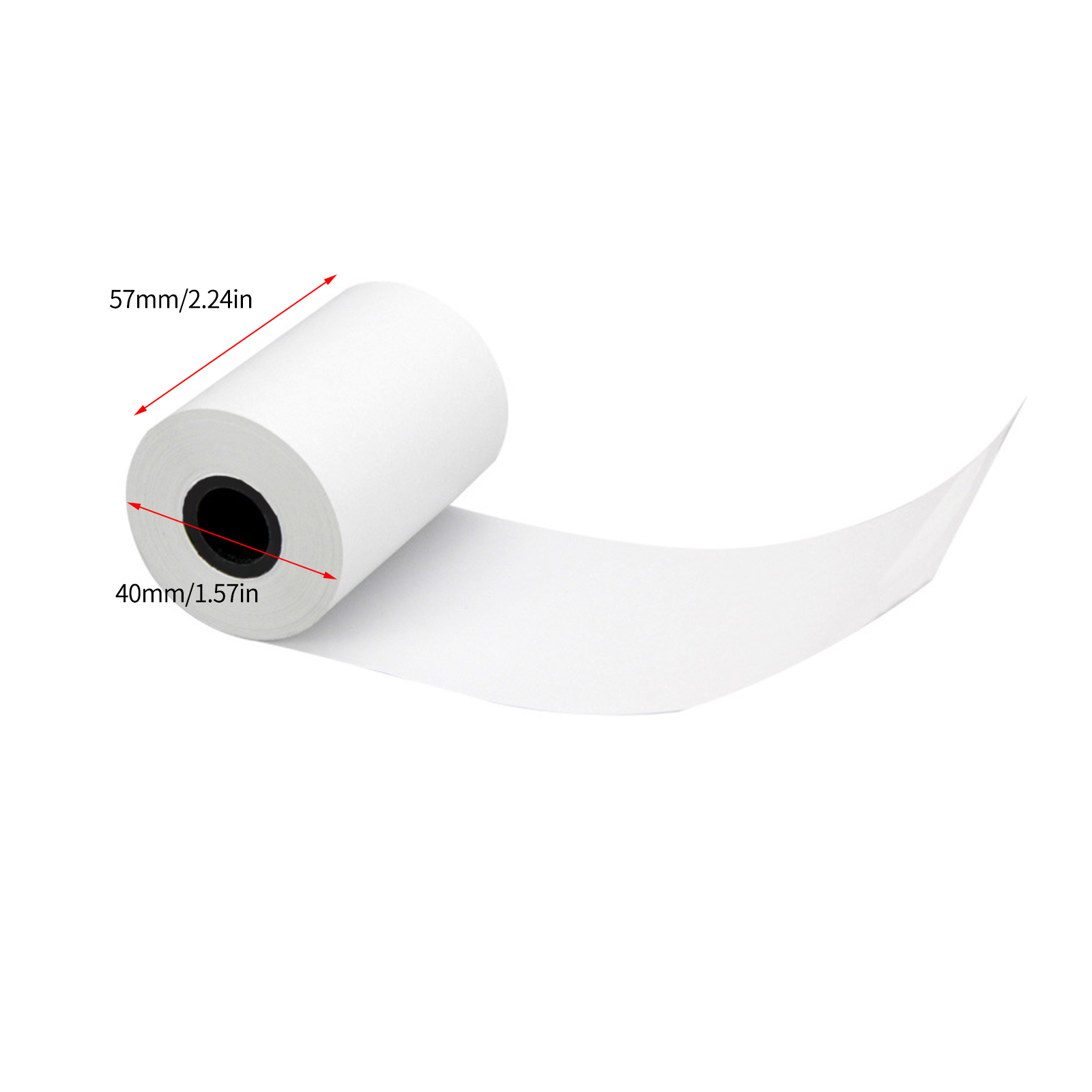 4 rollos de papel térmico para recibos, rollo de papel térmico de 57x40mm, impresión transparente para impresora térmica de recibos POS de 58mm