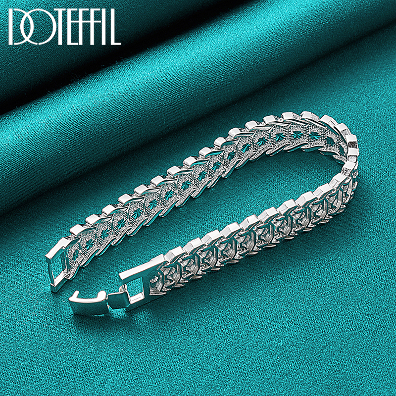 DOTEFFIL-pulsera ancha de Plata de Ley 925, cadena para mujer y hombre, joyería de moda para fiesta de compromiso y boda