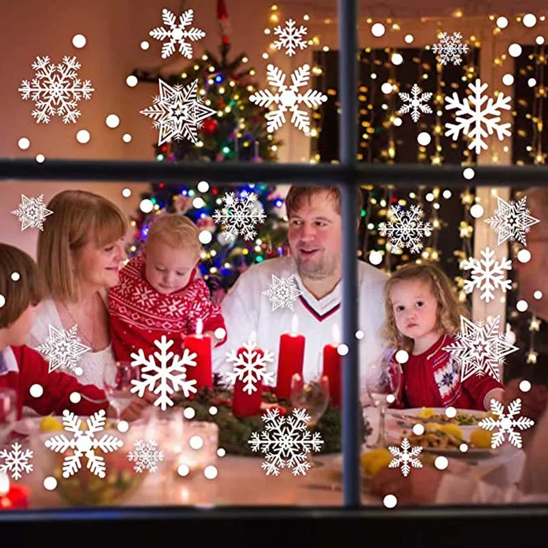 27 Stück weiße Schneeflocken-Fensteraufkleber, Aufkleber, Weihnachten, Neujahr, Winter, Zimmer, Wandaufkleber, frohe Weihnachtsdekorationen für Zuhause