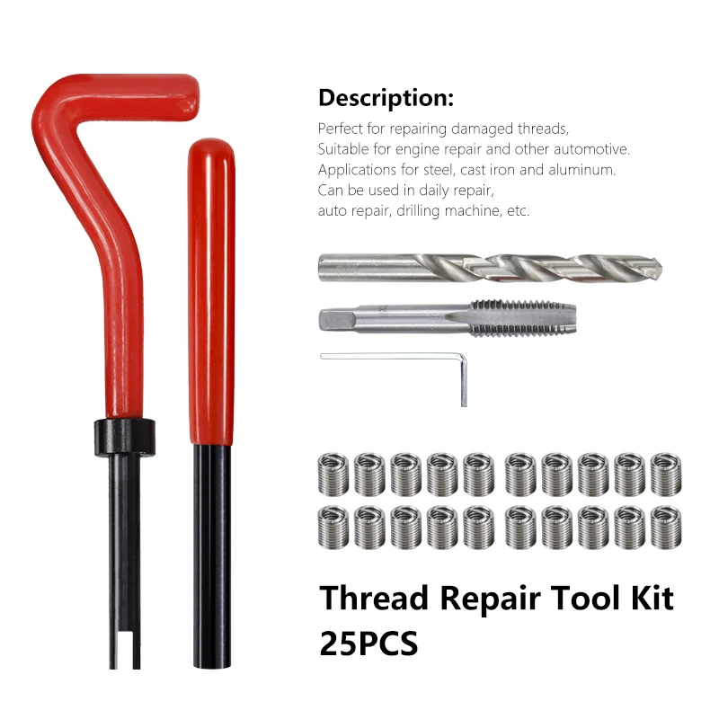 XCAN Chủ Đề Công Cụ Sửa Chữa 25 Con M3/M4/M5/M6/M7/M8/M10/m12/14 Cho Phục Hồi Hư Tổn Chủ Đề Cờ Lê Vặn Mũi Dụng Cụ Cầm Tay