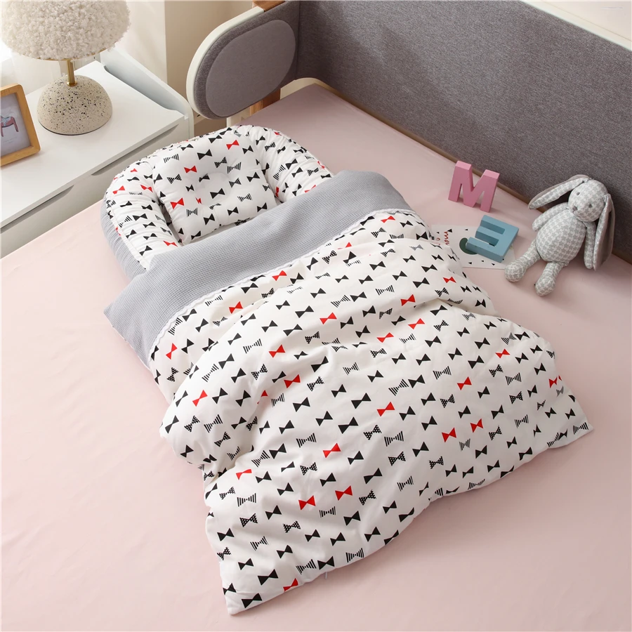 85*50Cm Di Động Nôi Cho Bé Kèm Mền Chần Gòn Mẫu Sơ Sinh VƯỜN Ươm Bông Babynest Bộ Chăn Ga Giường Cho Bé Trong giường Bionic Tử Cung Giường