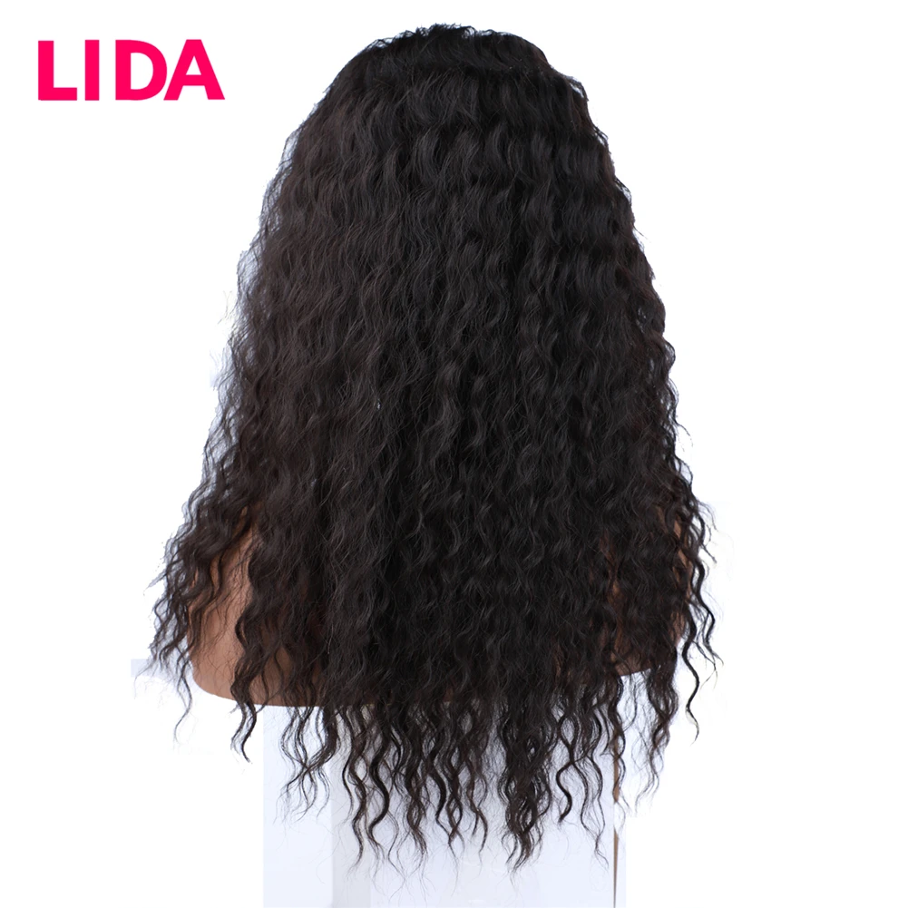Lida Ren Phần Tóc Giả Máy Làm Tự Nhiên Sóng Cao Cấp Hỗn Hợp Trung Quốc Tóc Của Con Người Không Remy Tóc Giả 18Inch Dành Cho phụ Nữ