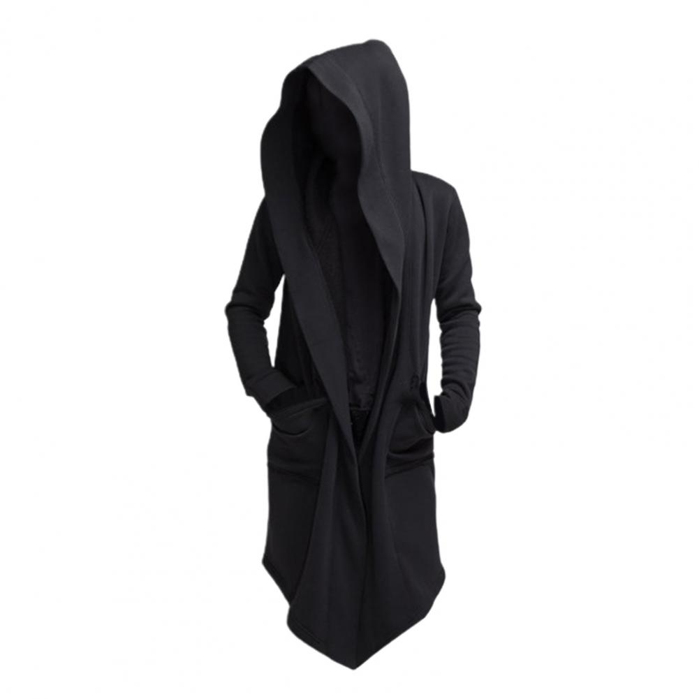 Płaszcz męski gotyckie bluzy z kapturem czarna suknia Hip Hop płaszcz bluzy moda otwarta kurtka z długimi rękawami płaszcz Halloween płaszcze