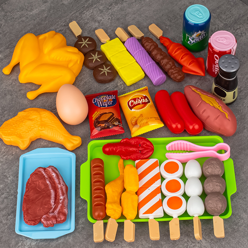 เด็กชุดอาหารบาร์บีคิว Kitchen Pretend Play ของเล่นทําอาหารสาว Early Education บาร์บีคิวกลางแจ้งผู้ปกครอง-เด็ก Interactive ของเล่น