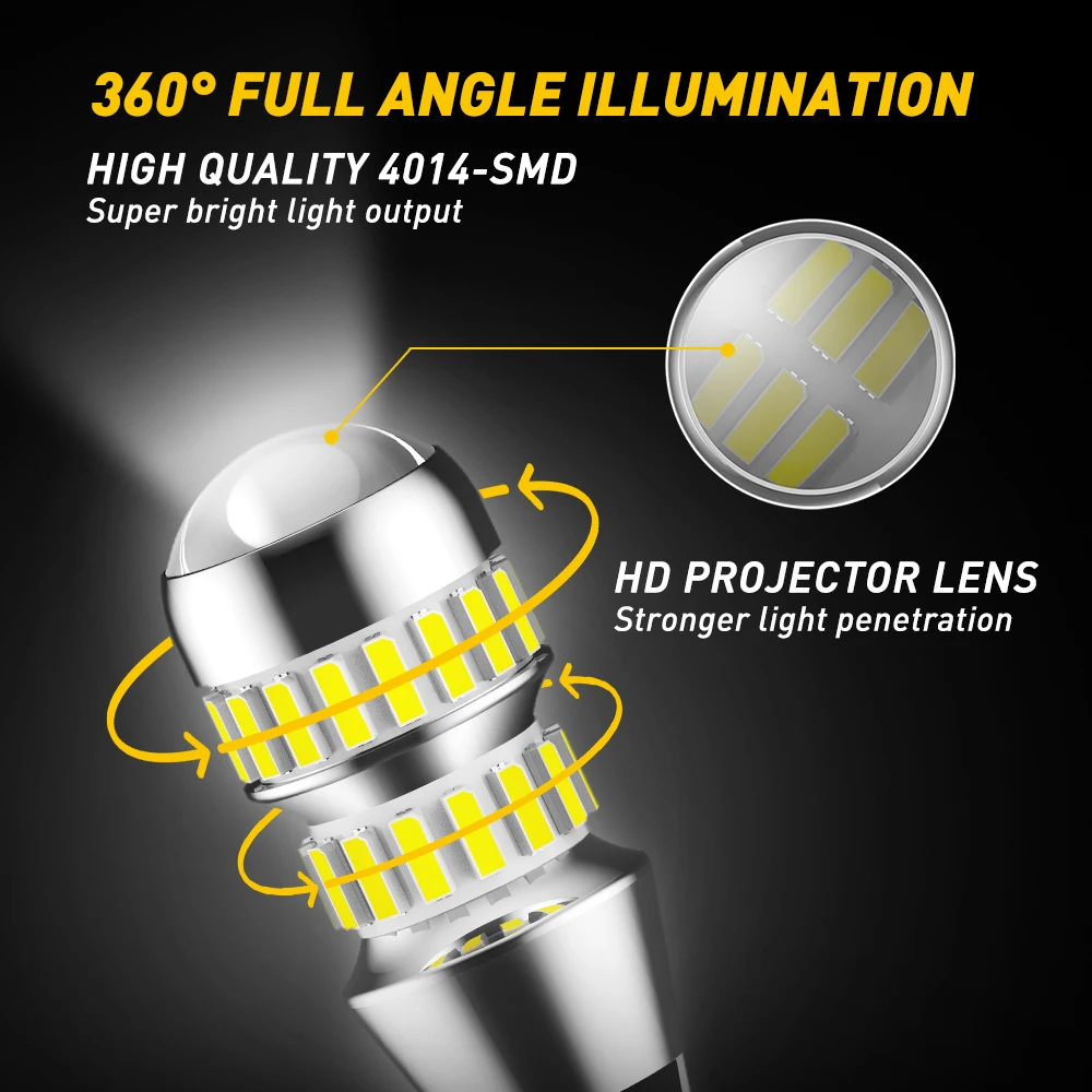 AUXITO 2 uds 2000LM T15 lámpara de luz LED W16W LED Canbus sin Error 4014 42-SMD 912 921 bombilla luz de marcha atrás de respaldo de coche lámpara automática 6000K