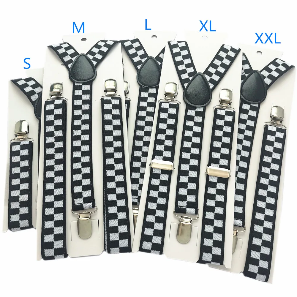 Đen Trắng Kẻ Sọc Trẻ Em Người Lớn Có Thể Điều Chỉnh Treo Áo 2.5Cm Dây Đeo Đàn Hồi Y-Lưng Nẹp 5 Size Cho Toàn Bộ họ DỰ TIỆC CƯỚI