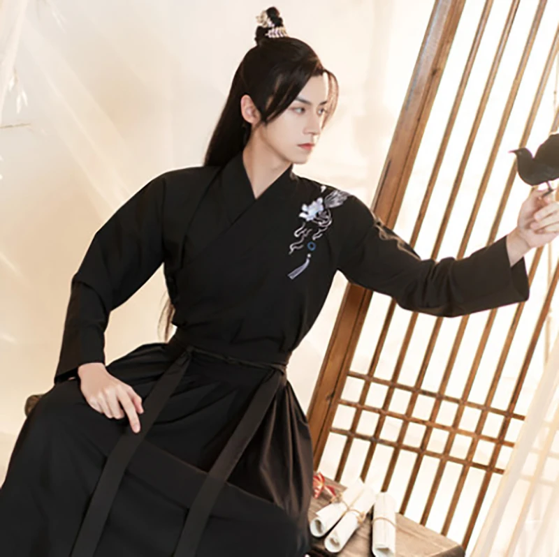 Plus ขนาด3XL Hanfu ผู้ชายจีนโบราณ Hanfu ชุดสีดำผู้ชาย Carnival & คอสเพลย์ฮาโลวีนเครื่องแต่งกาย Hanfu ชุดสำหรับชายขนาดใหญ่ขนาด