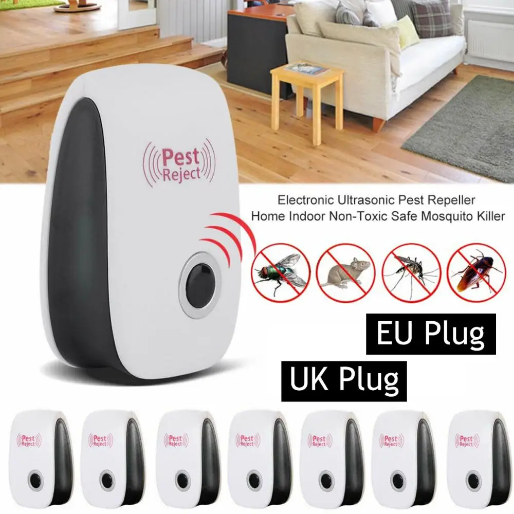 Repelente de plagas ultrasónico eléctrico, Control de roedores antimosquitos, insectos en interiores, cucarachas, Exterminador de insectos, enchufe de la UE/EE. UU./Reino Unido