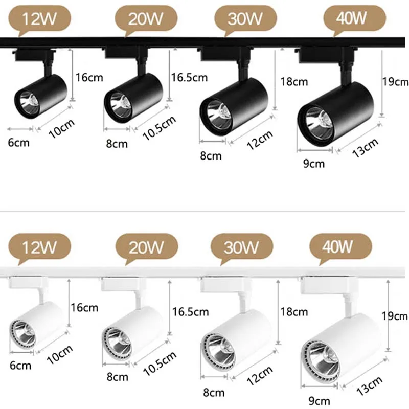 110v 220v Set LED Track Light COB Track Lamp Spot Lighting 12/20/30/40W Ceil Spotlight Rail For Home Store Decor Indoor Fixture