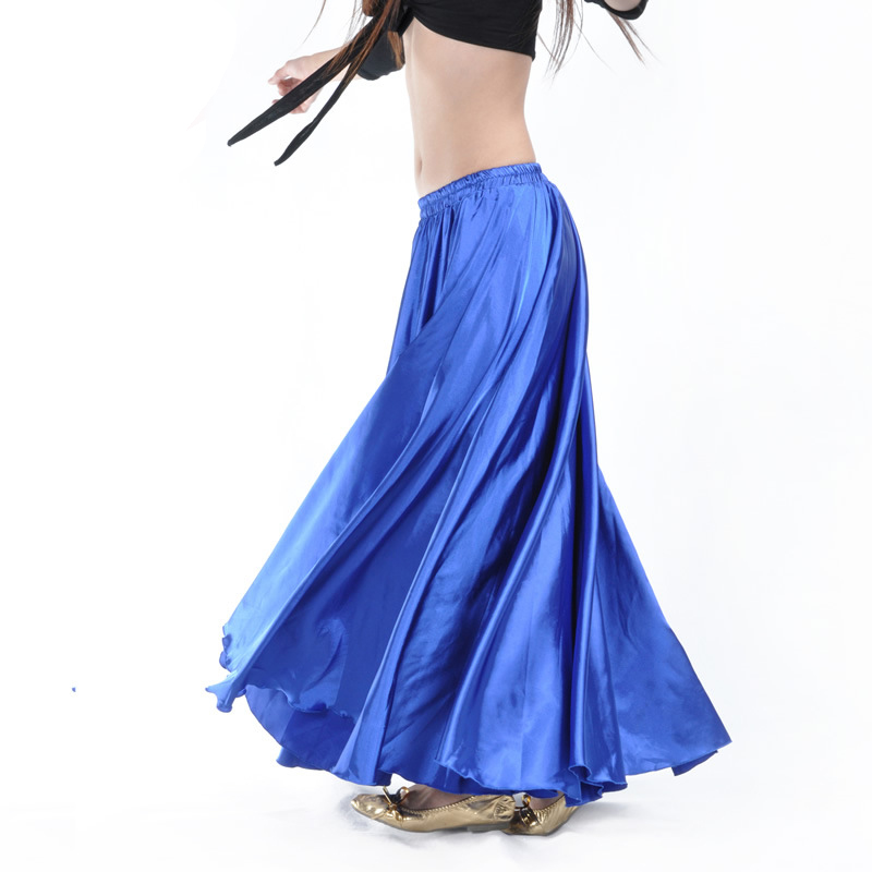 Jupe longue espagnole en Satin brillant, jupe de danse pivotante, jupe de danse du ventre, jupe de soleil, 14 couleurs disponibles, VL-310
