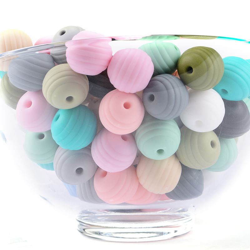 LOFCA 20pcs Beehive Silicone Beads Spiral Baby Teething Round Food Grade Beads 15mm DIY Threaded BPA Free Beads Baby Teethers