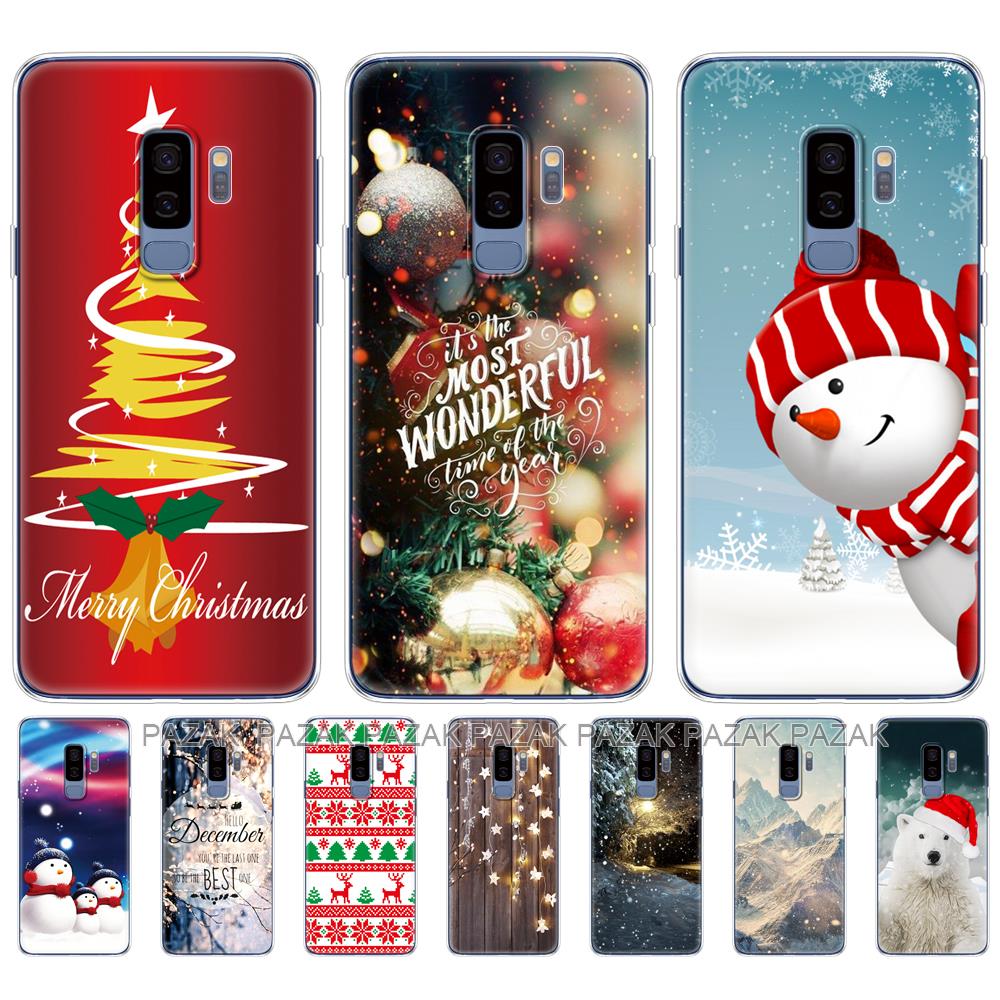 Untuk Samsung Galaxy S9/S9 PLUS Casing Penutup Belakang Ponsel untuk Samsung S9/S9 Plus Tas Lembut Silikon Musim Dingin Natal Pohon Salju Tahun Baru