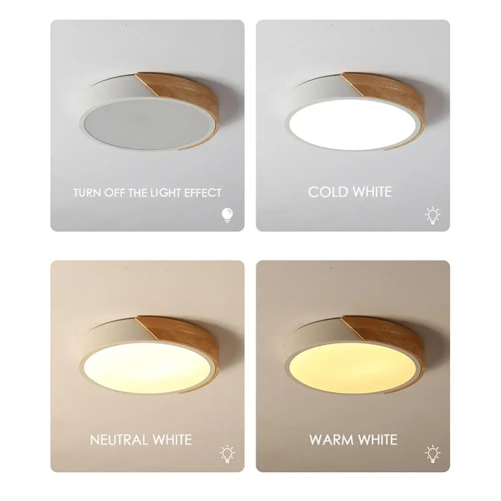 Đèn LED Lắp Mặt Ốp Trần Hiện Đại Siêu Mỏng Chiếu Sáng Đèn Gỗ Đèn Phòng Khách Nhà Trang Trí Ban Công Điều Khiển Từ Xa