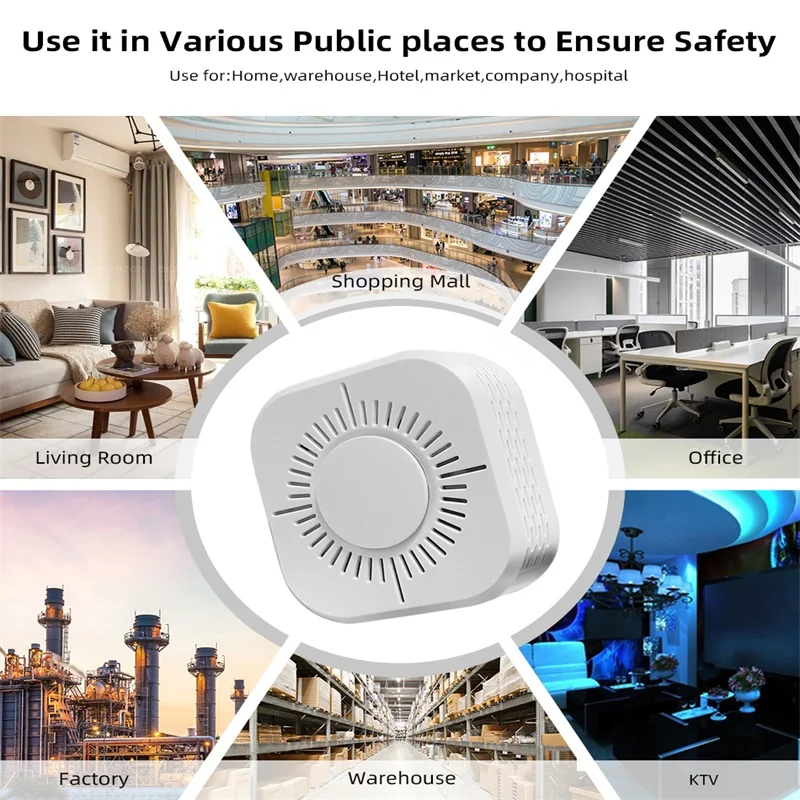 Tuya สมาร์ท Wifi เครื่องตรวจจับควัน,Safe Security Smoke Alarm Sensor ป้องกันไฟ,No Hub Need,รีโมทคอนโทรลโดย Alexa Google Home