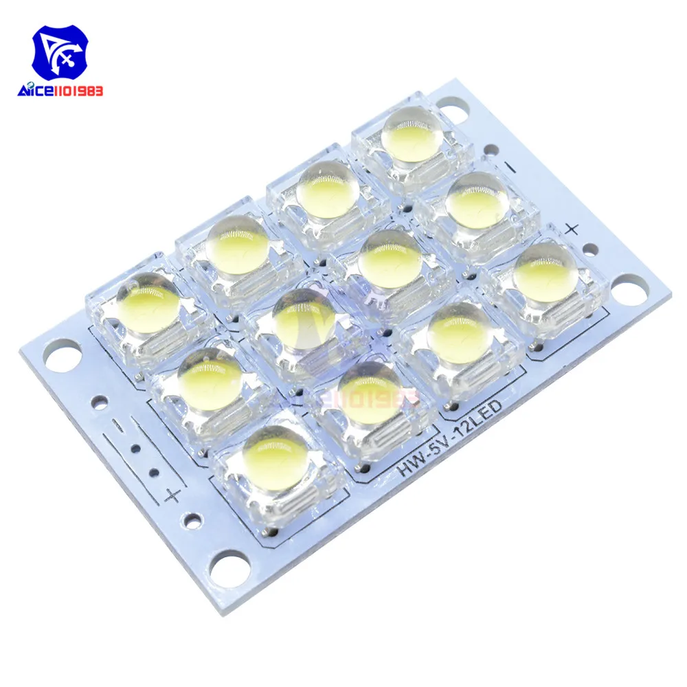diymore DC 3V-5V 12 Bits LED Super Bright White Piranha LED Board LED Lights Lamp