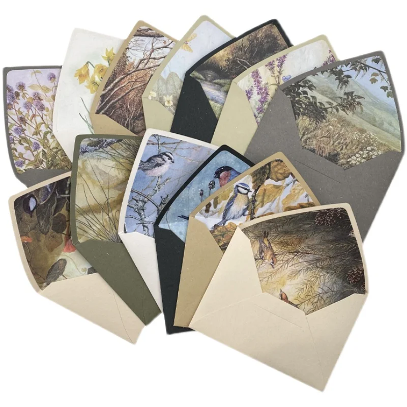 5ชิ้น/เซ็ต Vintage สไตล์ธรรมชาติสัตว์ภูมิทัศน์เรียงรายซองซ็อกเก็ตซองบัตรของขวัญบรรจุ Drop Shipping